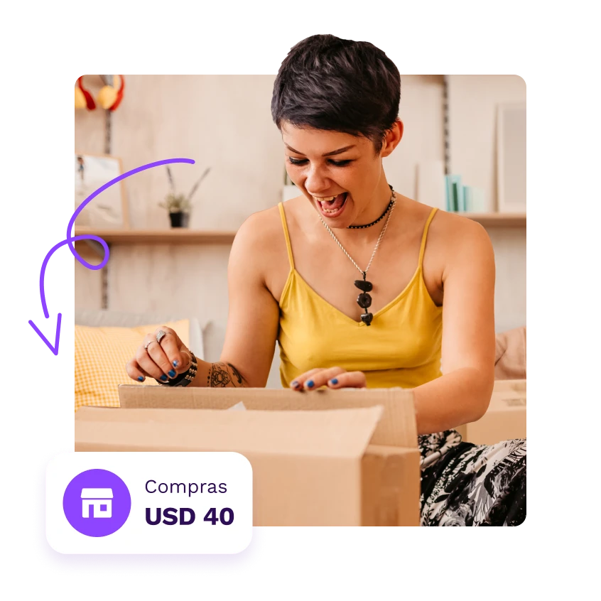 Mujer realizando compras en el extranjero desde Argentina