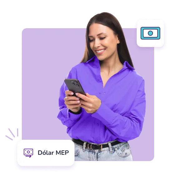 Mujer utilizando dólar mep
