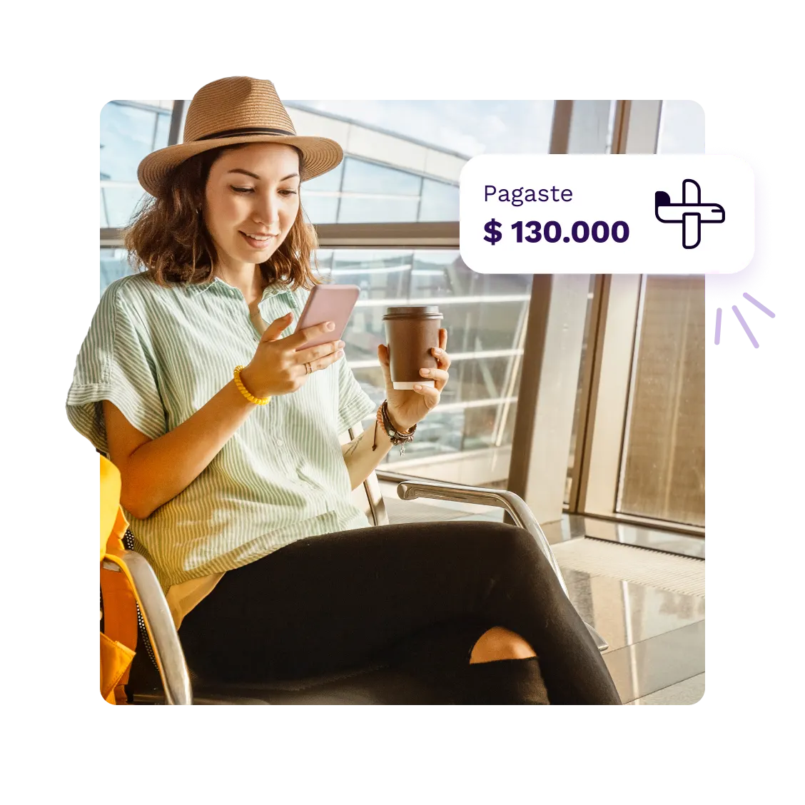 Mujer realizando compras en el extranjero
