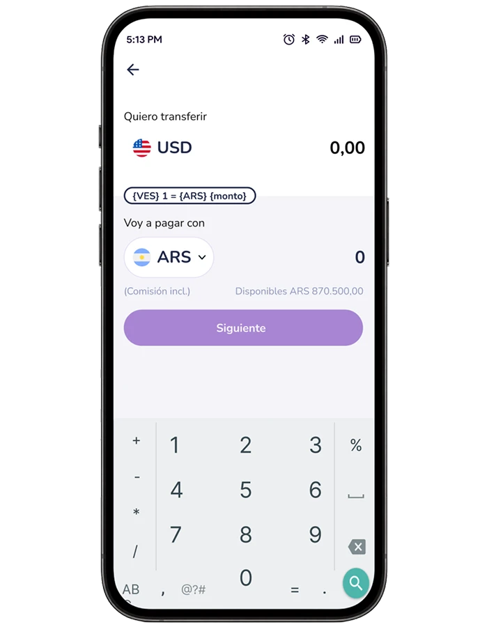 Pasos para realizar una transferencia internacional desde la app de Prex Argentina a una nueva cuenta.